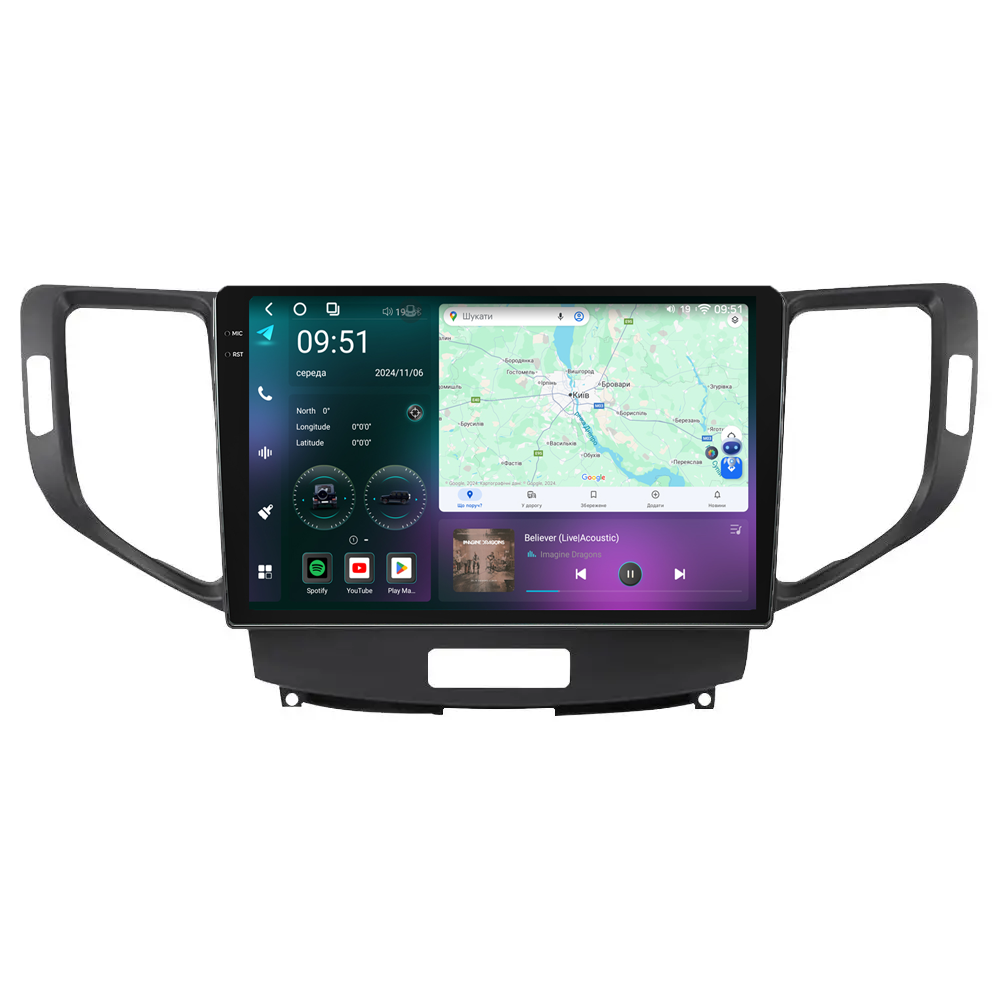Штатна магнітола Mekede M7 Plus Acura TLX (2008-2012) CarPlay QleD, фото 1