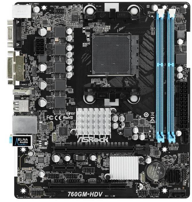 Материнська плата ASRock 760GM-HDV Rev. 1.01, AMD 760G, PCI-E x16, mATX, sAM3/AM3+ БВ