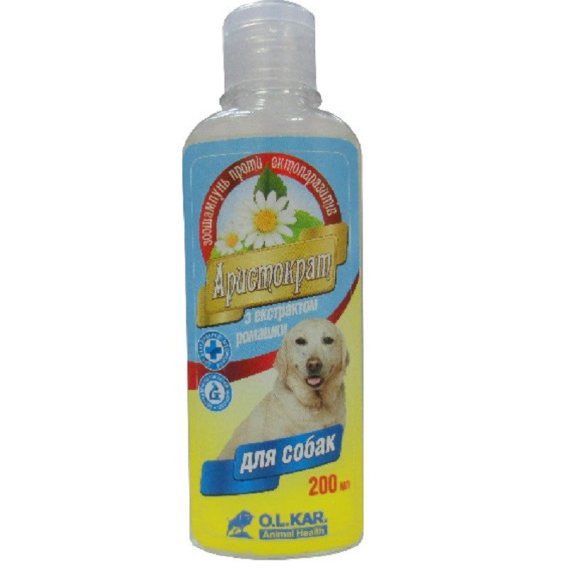 Шампунь для собак Аристократ з екстрактом ромашки проти бліх 200 мл OLKAR, фото 1