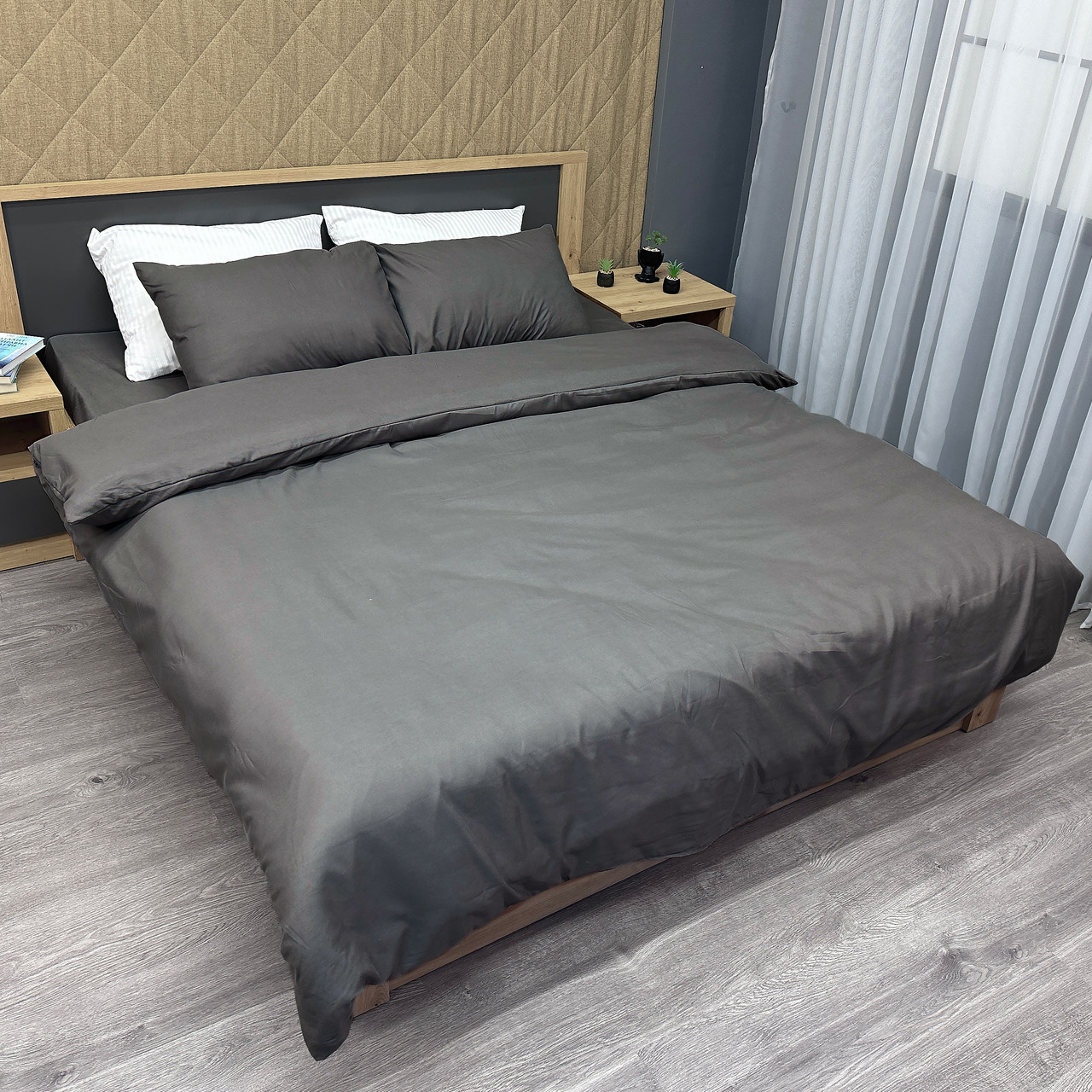 Комплект постільної білизни, Decorator SOFTY UNO El Skin Темно-сірий