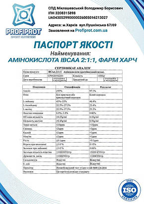 Амінокислоти BCAA 2:1:1 інстант БЦАА PROFIPROT 100 г фарм, фото 3