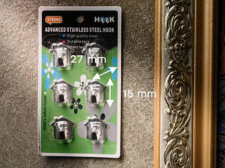 Гачок на двосторонньому скотчі для дому, ванної, кухні, меблів 6шт 27х15мм