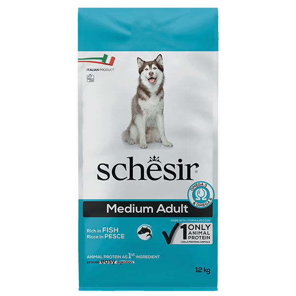 Schesir Dog Medium Adult Fish ШЕЗИР ДОРОСЛИЙ СЕРЕДНІХ РИБА сухий монопротеїновий корм для собак середніх порід-12кг