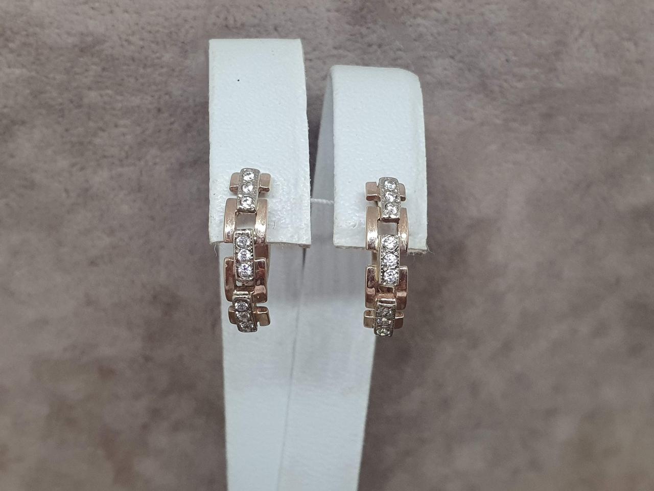 Золоті сережки з фіанітами. 3532488