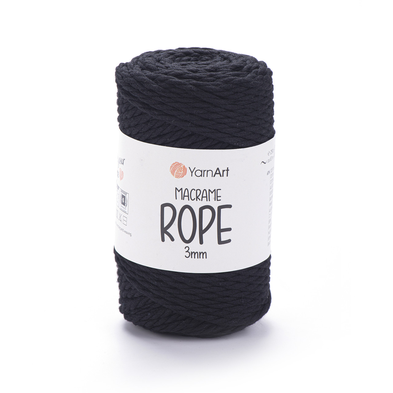 Пряжа Yarnart Macrame Rope 3 мм № 750 чорний (Ярнарт Макраме Роп 3 мм), фото 1
