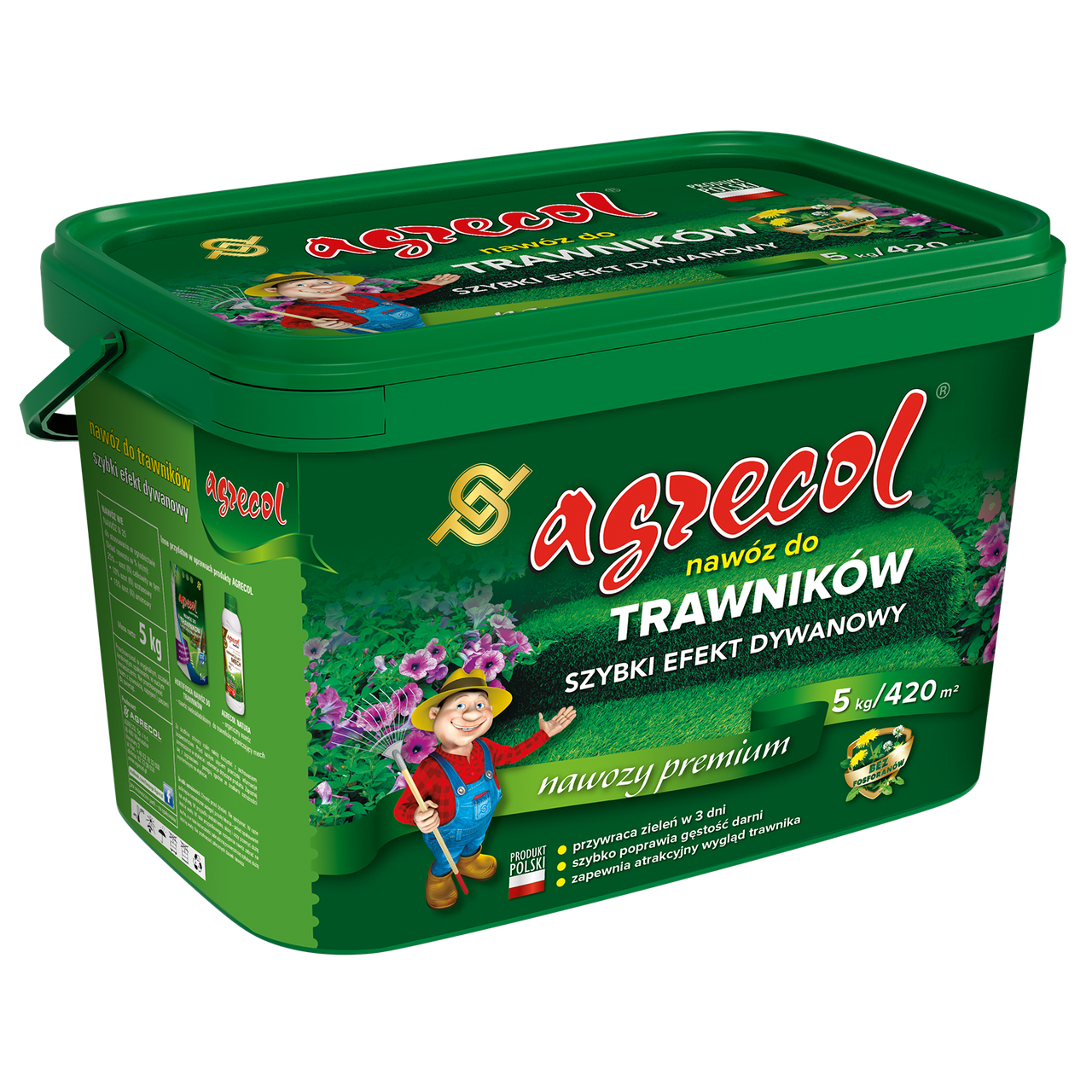 Комплексне добриво Agrecol NPK 34.0.0 для газону Швидкий килимовий ефект, 5 кг