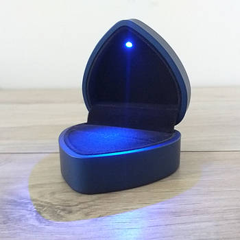 Коробочка для кільця з підсвіткою Glow Heart, синій футляр у формі серця (KG-12502)
