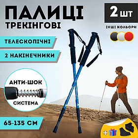 Палиці для скандинавської ходьби трекінгові палки для гір туристичні для спортивної ходьби сині (6002)