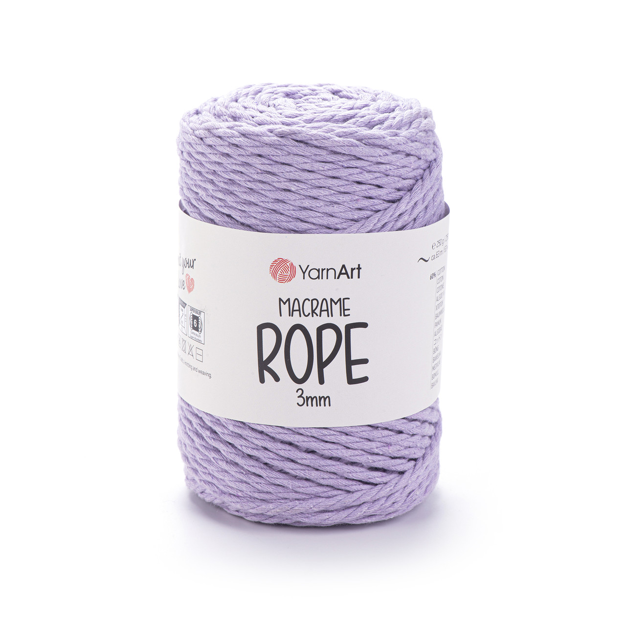 Пряжа Yarnart Macrame Rope 3 мм № 765 бузковий (Ярнарт Макраме Роп 3 мм), фото 1