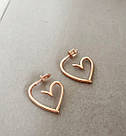 Сережки-гвоздики з великим сердечком в позолоті "Попелюшка", фото 3