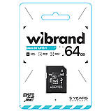 Карта пам'яті microSDXC (UHS-1) Wibrand 64Gb class 10 (adapter SD) (WICDXU1/64GB-A), фото 3