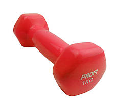 Гантель з вініловим покриттям M 0289, 1кг  Червоний