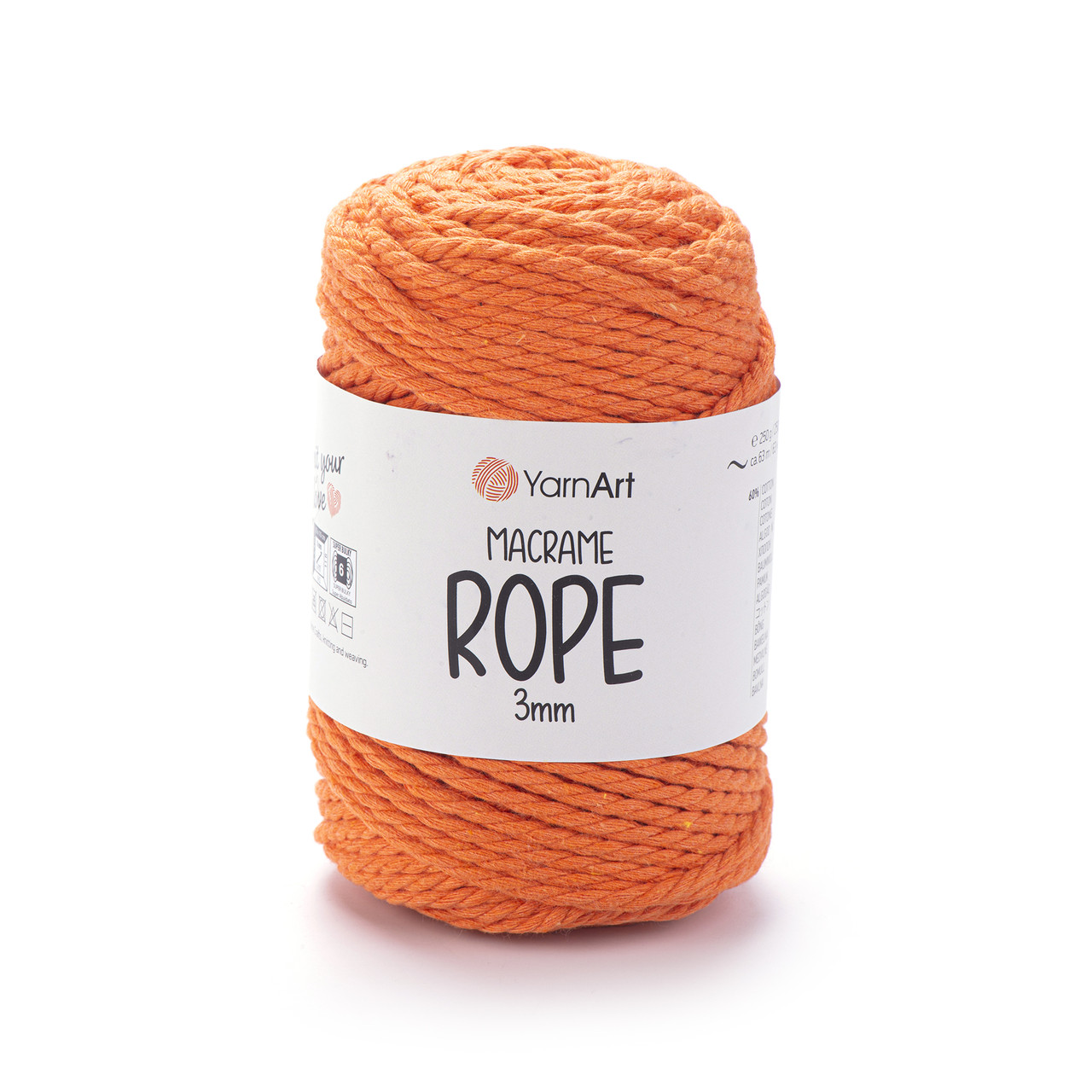 Пряжа Yarnart Macrame Rope 3 мм № 770 помаранчевий (Ярнарт Макраме Роп 3 мм), фото 1