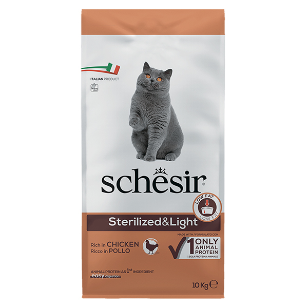 Schesir Cat Sterilized & Light ШЕЗИР СТЕРИЛІЗОВАНІ ЛАЙТ КУРИЦЯ сухий монопротеїновий корм для стерилізованих та кастрованих-10кг