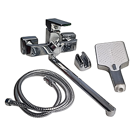 Латунний картриджний змішувач для ванної кімнати з душем Haiba Gaudi 006 колір хром