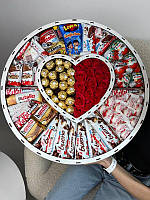 Сладкий сюрприз "Мега Круг" | Роскошное сердце в круге со сладостями | Сладкое сердце эмоций