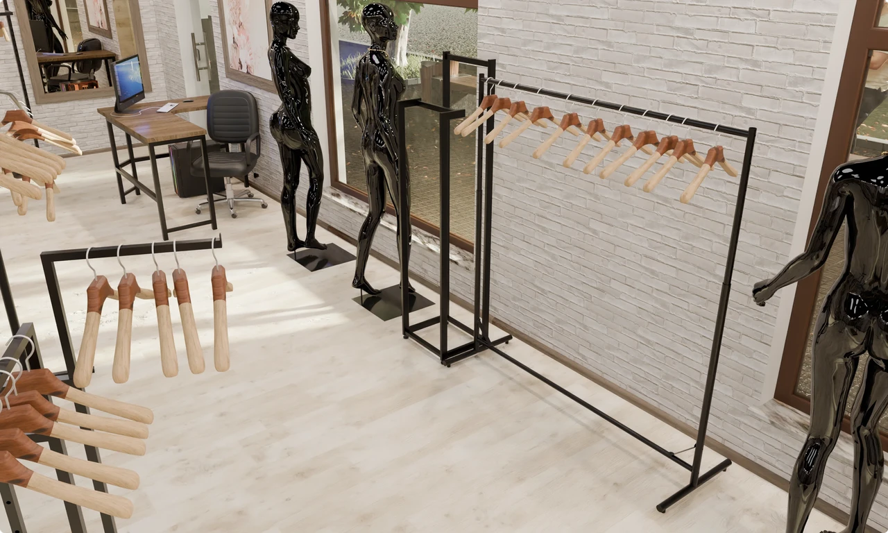 Візуалізація установки обладнання для магазину одягу Візуалізація установки обладнання для магазину одягу