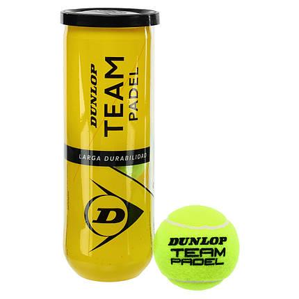 М'ячі для великого тенісу DUNLOP TEAM PADEL DL601385 3шт салатовий, фото 1