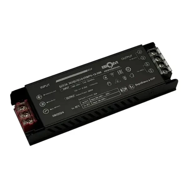 Блок живлення для світлодіодних стрічок BIOM Professional DC12 300W BPX-300 25А
