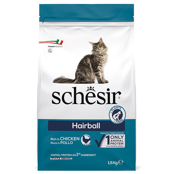 Schesir Cat Hairball ШЕЗИР ДЛЯ ВИВЕДЕННЯ ШЕРСТІ сухий монопротеїновий корм для котів з довгою вовною-1,5кг