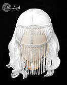 Арабська прикраса Маска на обличчя зі страз низу "Ранія" для фотосесії — срібляста Aushal Jewellery