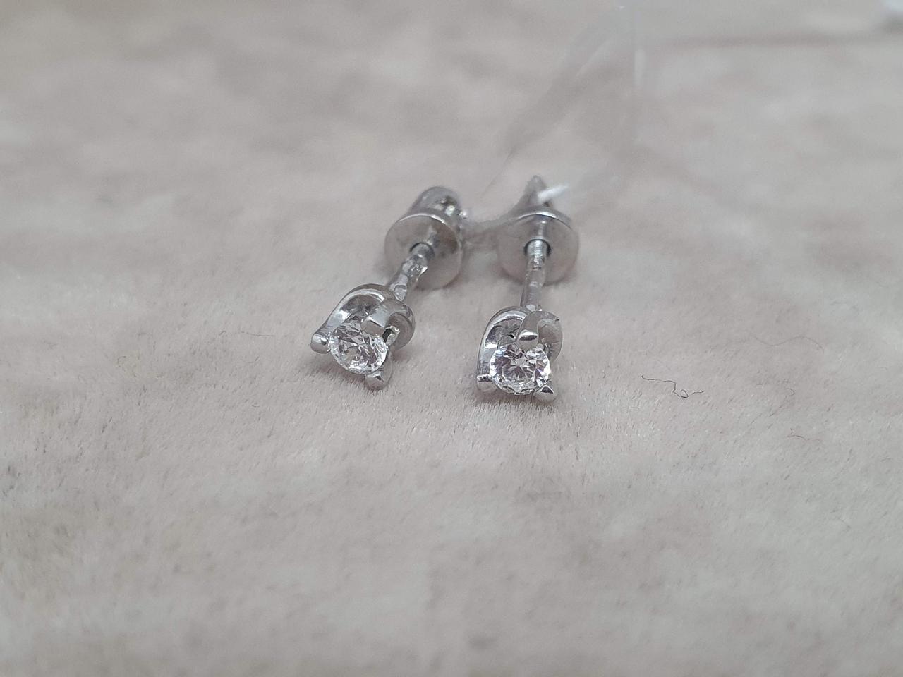 Золоті сережки-пуссети з фіанітами. 3533276Б, фото 1