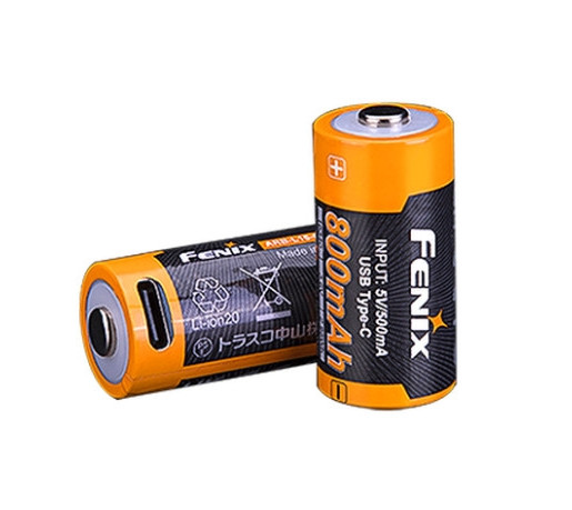 Акумулятор з Type-C зарядкою 16340 Fenix ​​800mAh Li-ion (Чорно-жовтий), фото 1
