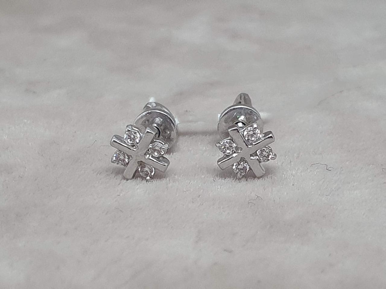 Золоті сережки-пуссети з фіанітами. 3533503Б