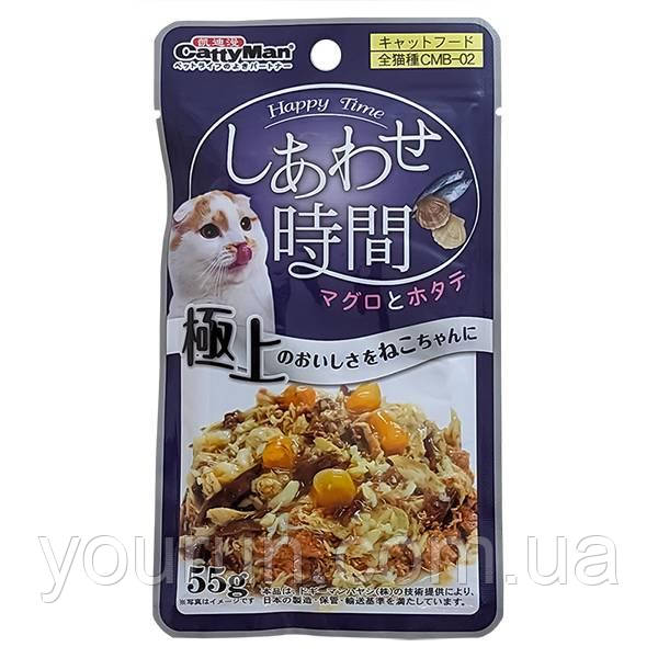 CattyMan (КеттіМен) Tuna Chicken Bonito Вологий корм для котів в желе (тунець курка та макрель) 55 гр, фото 1