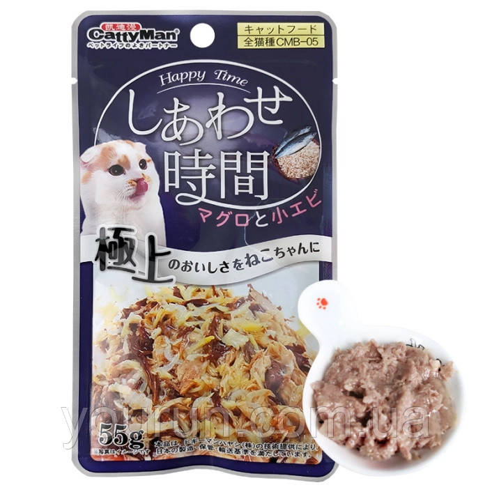 CattyMan (КэттіМен) Tuna Bonito Sardine - Вологий корм для котів в пауч, желе  (тунець макрель сардина) 55 гр, фото 1