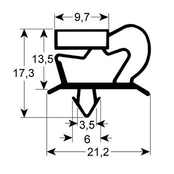 Ущільнювач дверей гумка для холодильного столу Apach, Tecnodom профіль 9048 902050 385x470мм