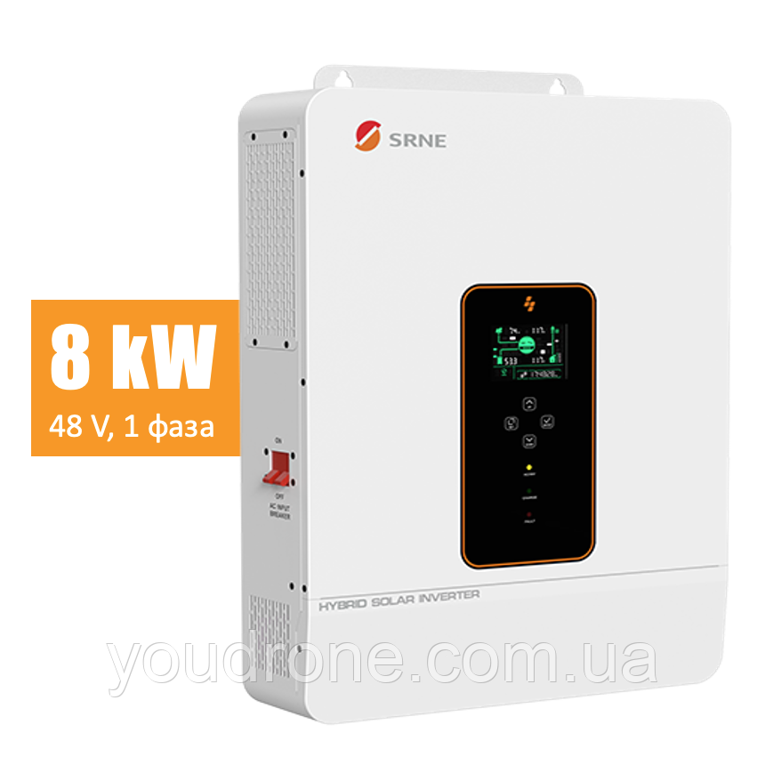 Гібридний інвертор SRNE 8 кВт, 48В (SRNE ASP4880S180-H, 8kW, 48V) / Автономний сонячний інвертор SRNE ASP4880S180-H (8000 Вт)