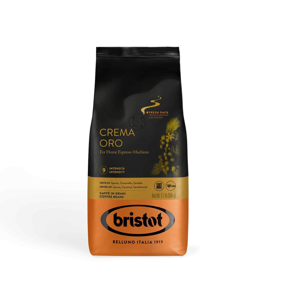 Кава в зернах Bristot CREMA ORO 500г Італія преміум кава Бристот інтенсивний аромат