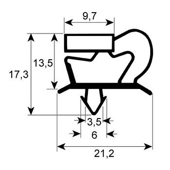 Ущільнювач дверей гумка для холодильного столу Apach, Tecnodom, DGD профіль 9048 900947 455x625мм