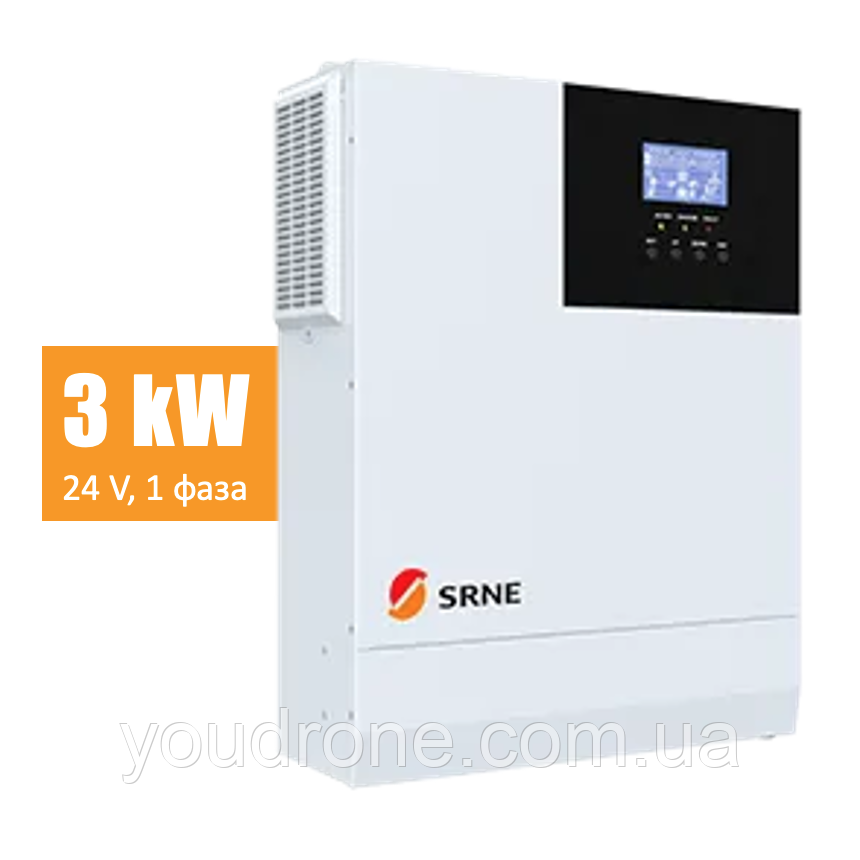 Гібридний інвертор SRNE 3 кВт, 24В (SRNE HF2430S60-100, 3kW, 24V) / Автономний сонячний інвертор SRNE HF2430S60-100 (3000 Вт)