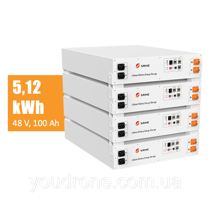 Акумуляторна літієва батарея SRNE EOC05B 5.12 кВт*год, 48 В, 100 А·год (LiFePO4), Rack Mount, АКБ SRNE 5.12 кВт*год