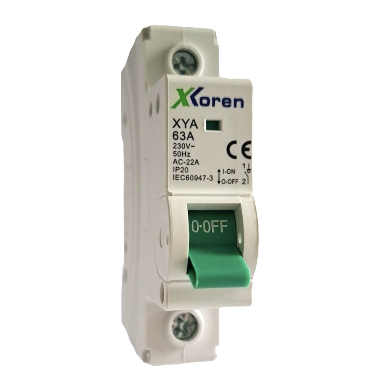 Перемикач роз'єднувач (1-0) 63А, 1 полюс, з мідними контактами