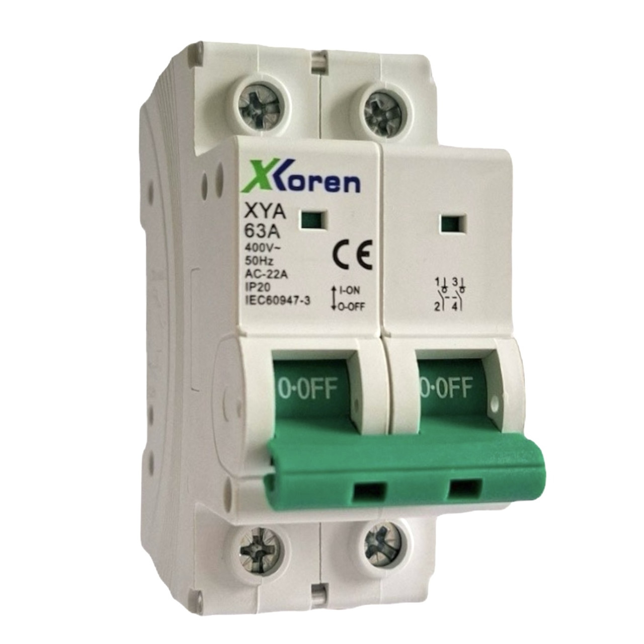 Перемикач роз'єднувач (1-0) 100А, 2 полюси, з мідними контактами