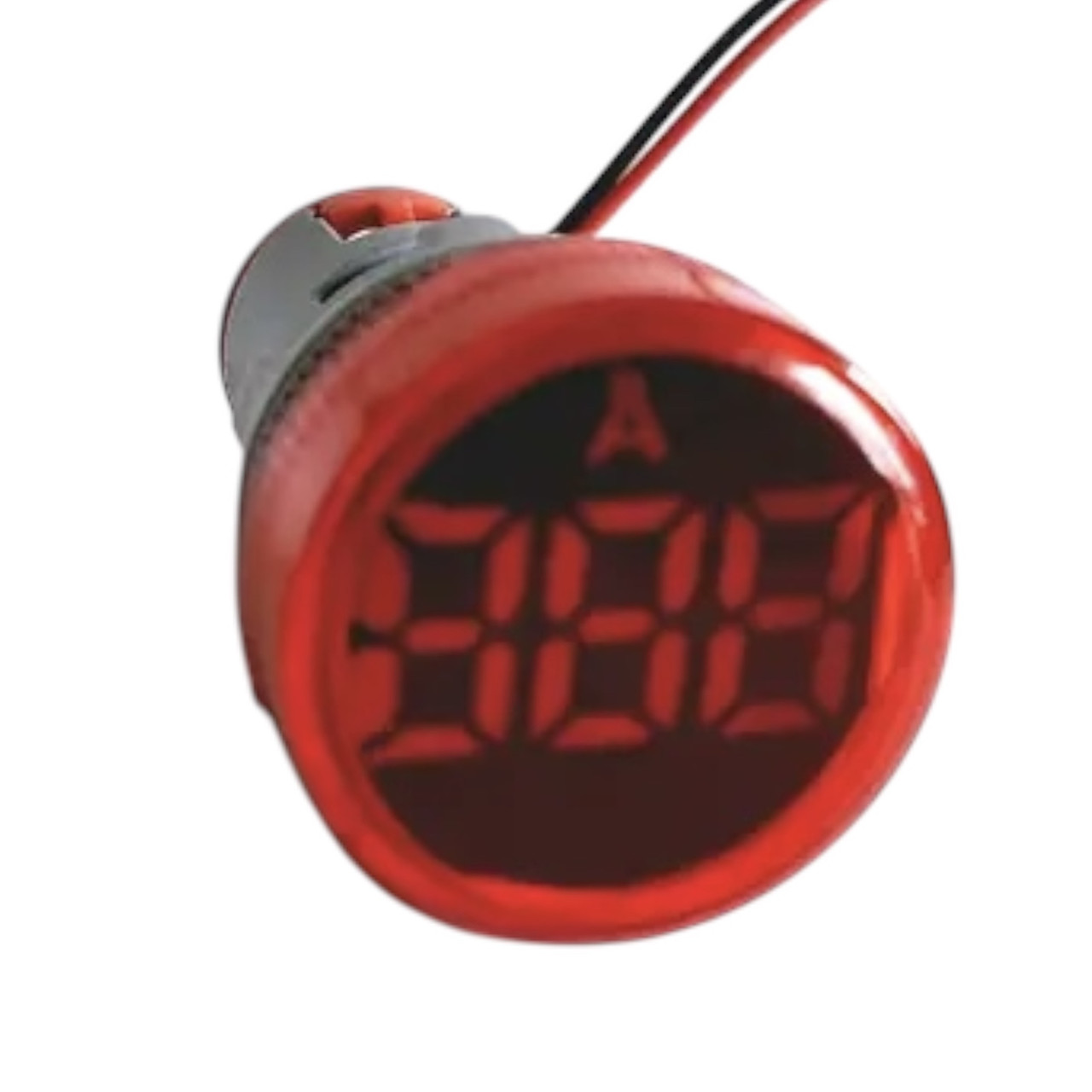 Сигнальна лампа LED з амперметром, 22мм, 0-100А  AC, червона