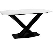 Стіл обідній нерозкладний з керамічною стільницею Бінго цвіт мармур білий ТМ Мікс Мебель