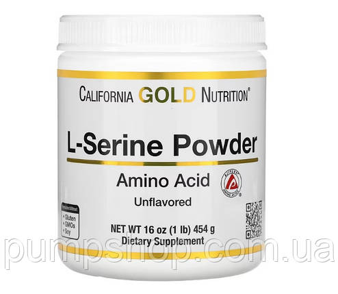 L-серин California Gold Nutrition L-Serine 454 г, фото 1