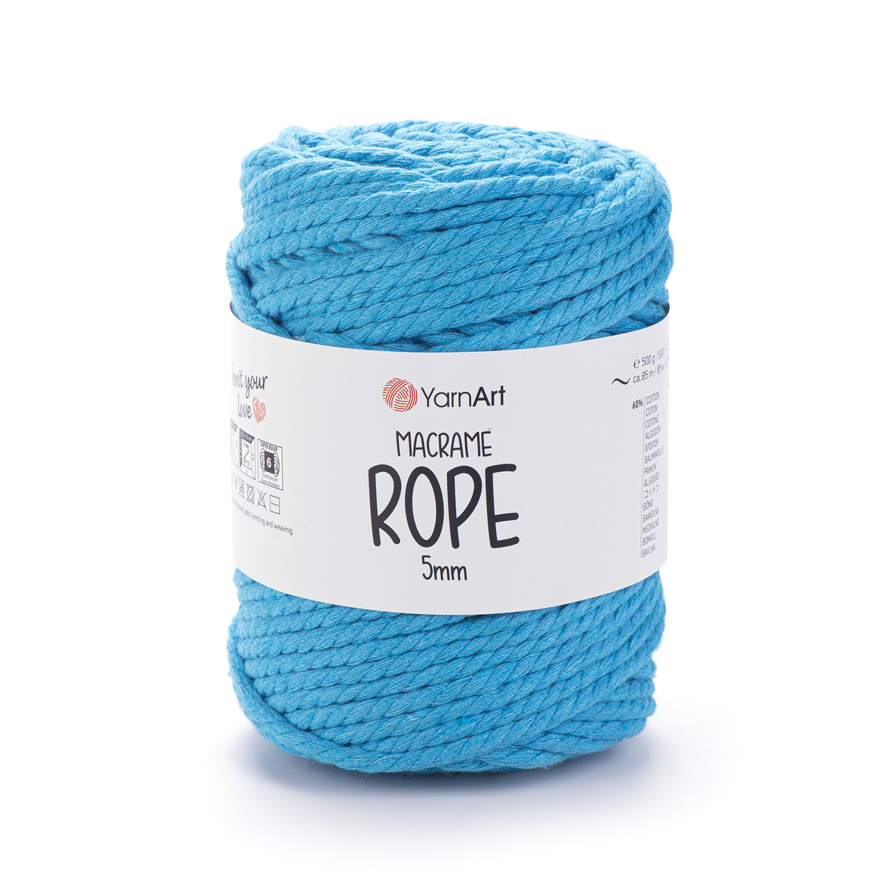 Пряжа Yarnart Macrame Rope 5 мм № 763 бірюзовий (Ярнарт Макраме Роп 5 мм), фото 1