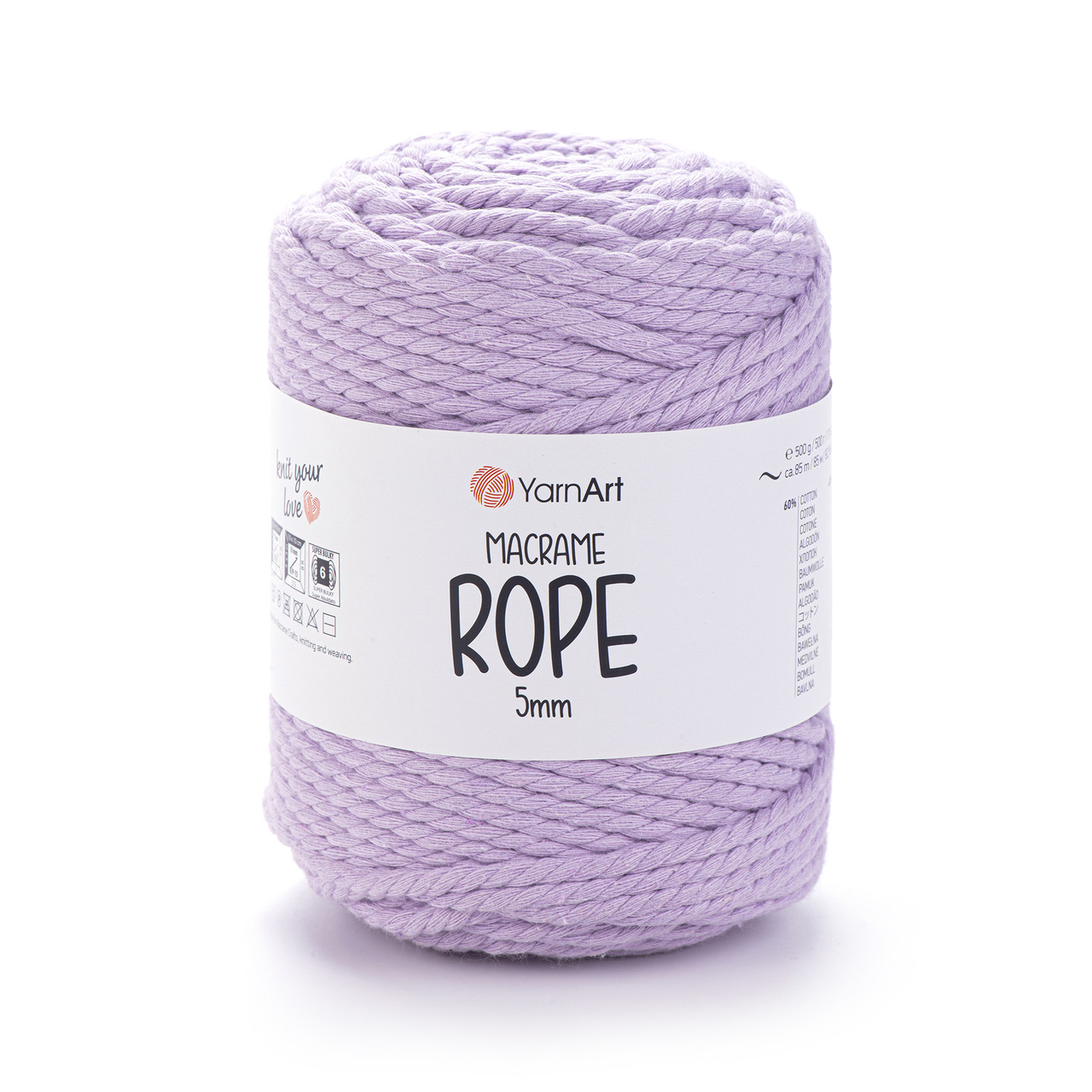Пряжа Yarnart Macrame Rope 5 мм № 765 бузковий (Ярнарт Макраме Роп 5 мм), фото 1