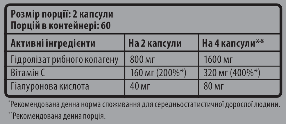 Морський колаген Sporter Marine Fish Collagen + Hyaluronic Acid 120 капс., фото 2