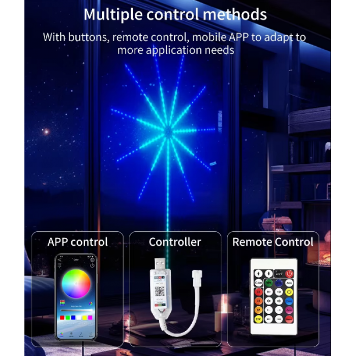 Світлодіодна стрічка Феєрверк із 213 динамічними режимами, USB і пультом, фото 1