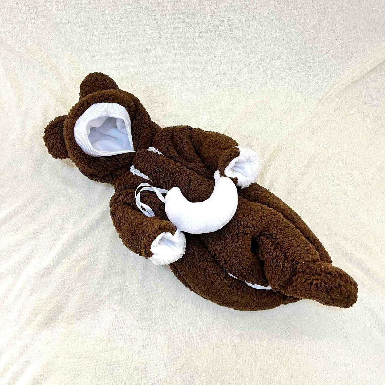 Хутряний комбінезон Тедді для новонароджених, темно-коричневий, фото 1