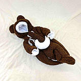 Комплект Тедді для новонароджених дітей, спальник та комбінезон 56-62 розмір, темно-коричневий, фото 3