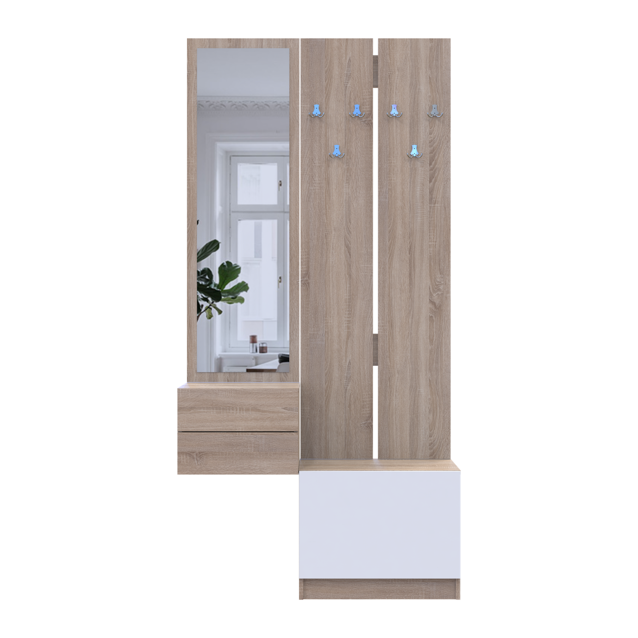 Передпокій Doros Сола 2+3 Doros Дуб Сонома/Білий ДСП / дзеркало 105х40х215 (42005148) 8
