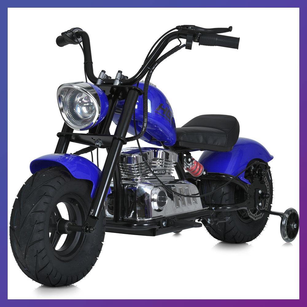 Дитячий електро мотоцикл двоколісний на акумуляторі Harley-Davidson M 6016 для дітей 3-8 років Синій