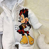 Махровий комбінезон для новонароджених дівчаток, принт Мінні у шотландському стилі, фото 2